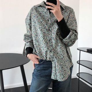 Stand-collar Printed Shirt