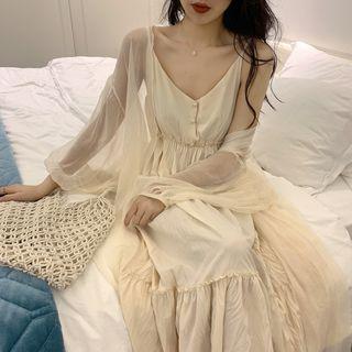 Cardigan / Sleeveless Midi Dress