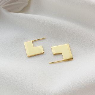 925 Sterling Silver Geometric Earring Gold - One Size