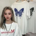 Lettering Butterfly Short-sleeve T-shirt