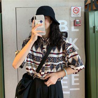 Ethnic-print Loose-fit Shirt As Figure - One Size