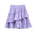 Plain Layered Mini A-line Skirt