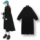 Pintuck Midi Shirtdress Black - One Size