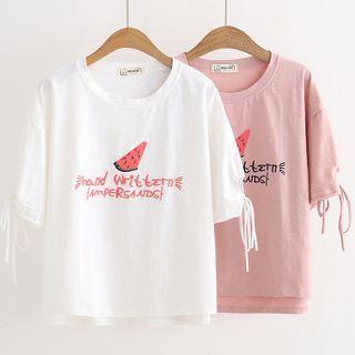 Watermelon Embroidered T-shirt White - One Size