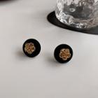 Flower Ear Stud 1 Pair - S925silver Geometry Earrings - Black - One Size