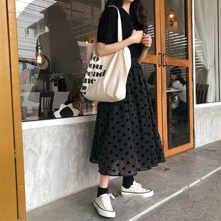 Dot A-line Skirt Black - One Size