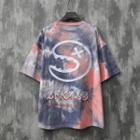 Elbow-sleeve Embroidered Tie-dye T-shirt