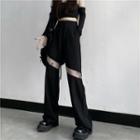 High Waist Lace Panel Straight Leg Pants