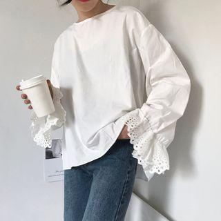 Crew-neck Blouse / V-neck Knit Vest