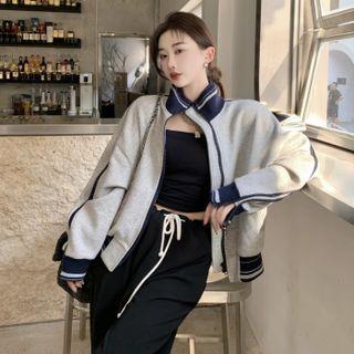 Oversized Baseball Jacket Gray - One Size