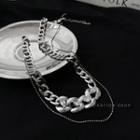 Rhinestone Chunky Chain Alloy Necklace Silver - One Size