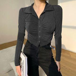 Collar Button-up Knit Top