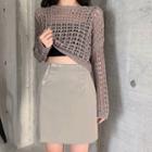 Set: Sweater + High-waist A-line Skirt(with Bag)