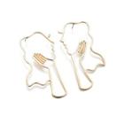 Half Face Metal Earring 1 Pair - Gold - One Size