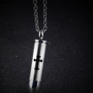 Cross Bullet Pendant Stainless Steel Necklace