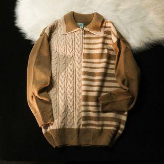 Striped Half-zip Knit Sweater