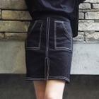 Contrast Stitching Denim Skirt