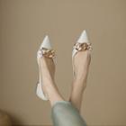 Block Heel Pointed Metal-accent Pumps