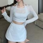 Long-sleeve T-shirt / Halter Neck Top / Mini A-line Skirt