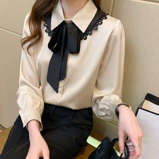 Satin Bow Chiffon Shirt