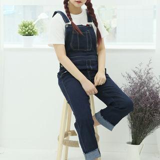 Stitched Overall Jeans Dark Blue - One Size