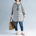 Printed Hooded Jacket As Shown In Figure - One Size