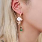 Faux Pearl Flower Dangle Earring 1 Pair - 01 - Kc Gold - One Size