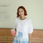 Puff-sleeve Tie-neck Cardigan