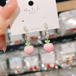 Peach Faux Pearl Alloy Dangle Earring 1 Pair - Pink - One Size