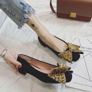 Bow Accent Block Heel Flats