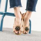 Rhinestone-detail Faux-leather Sandals