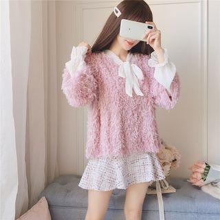 3/4-sleeve Furry Sweater