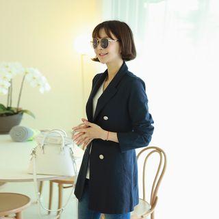 Double-breasted Metal-button Blazer