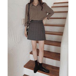 Inset Shorts A-line Plaid Miniskirt