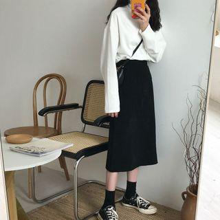 Plain High-waist Maxi Skirt