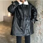 Faux Leather Cargo Jacket Black - One Size