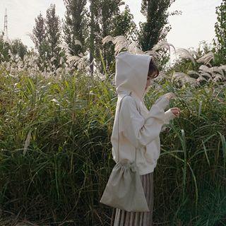Kangaroo-pocket Fleece-lined Hoodie Cream - One Size