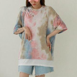Layered-hem Dyed T-shirt
