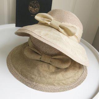 Bow Accent Woven Bucket Hat