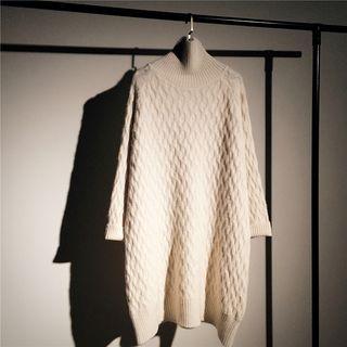 Mock-neck Plain Sweater Dress