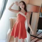 Wide Strap Paneled Irregular A-line Dress