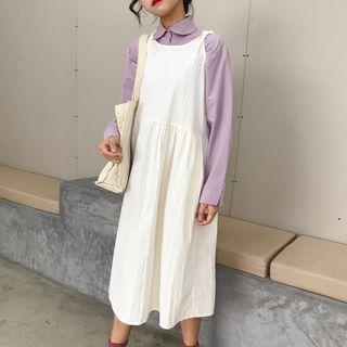 Plain Midi A-line Tank Dress Almond - One Size