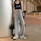 Wide-leg Pants / Plaid Shirt / Lettering Tank Top