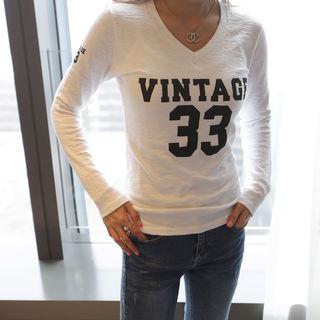 V-neck Slim-fit Printed T-shirt White - One Size