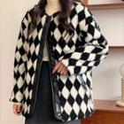 Argyle Fleece Single-breasted Jacket Black & White - One Size