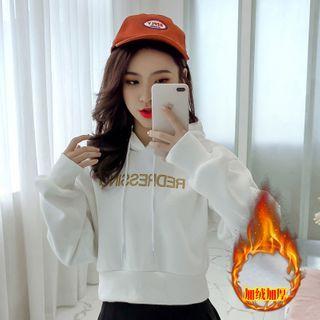 Letter Printed Fleece Hoodie