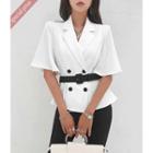 Bell-sleeve Double-breasted Blazer With Belt