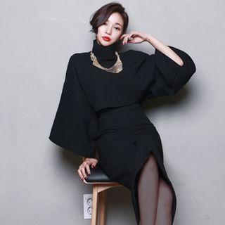 Set: Cape-sleeve Blouse + Skirt