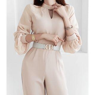 Cutaway-front Chiffon-sleeve Jumpsuit