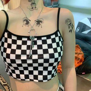 Check Print Cropped Camisole Top